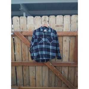 Universal Thread Purple Turquoise Plaid Long Sleeve Flannel Shirt Women's M